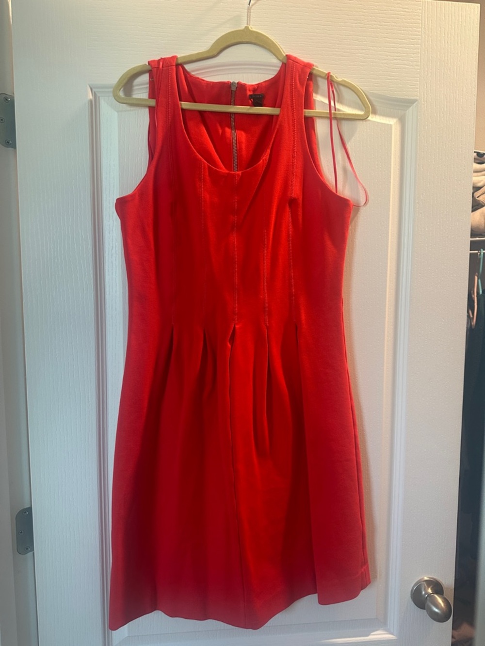 J. Crew Red Sleeveless Pleated Mini Dress
